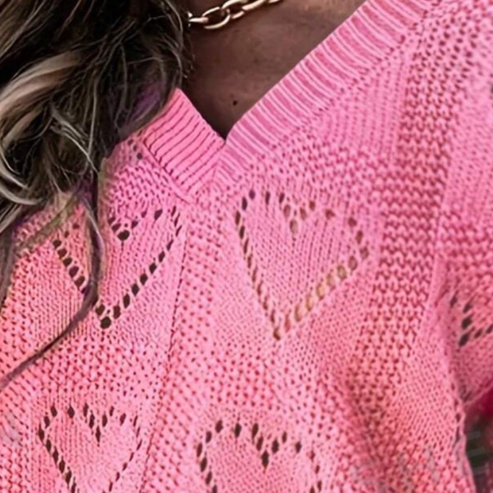 Cozy Heart Oversized Knit Vday Valentine’s Sweater - Picture 3 of 3